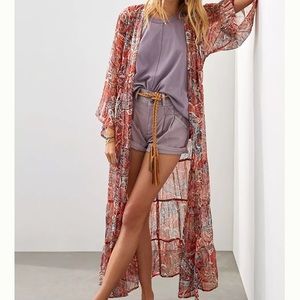 NWT Anthropologie Paisley Tiered Kimono w/ Shine!